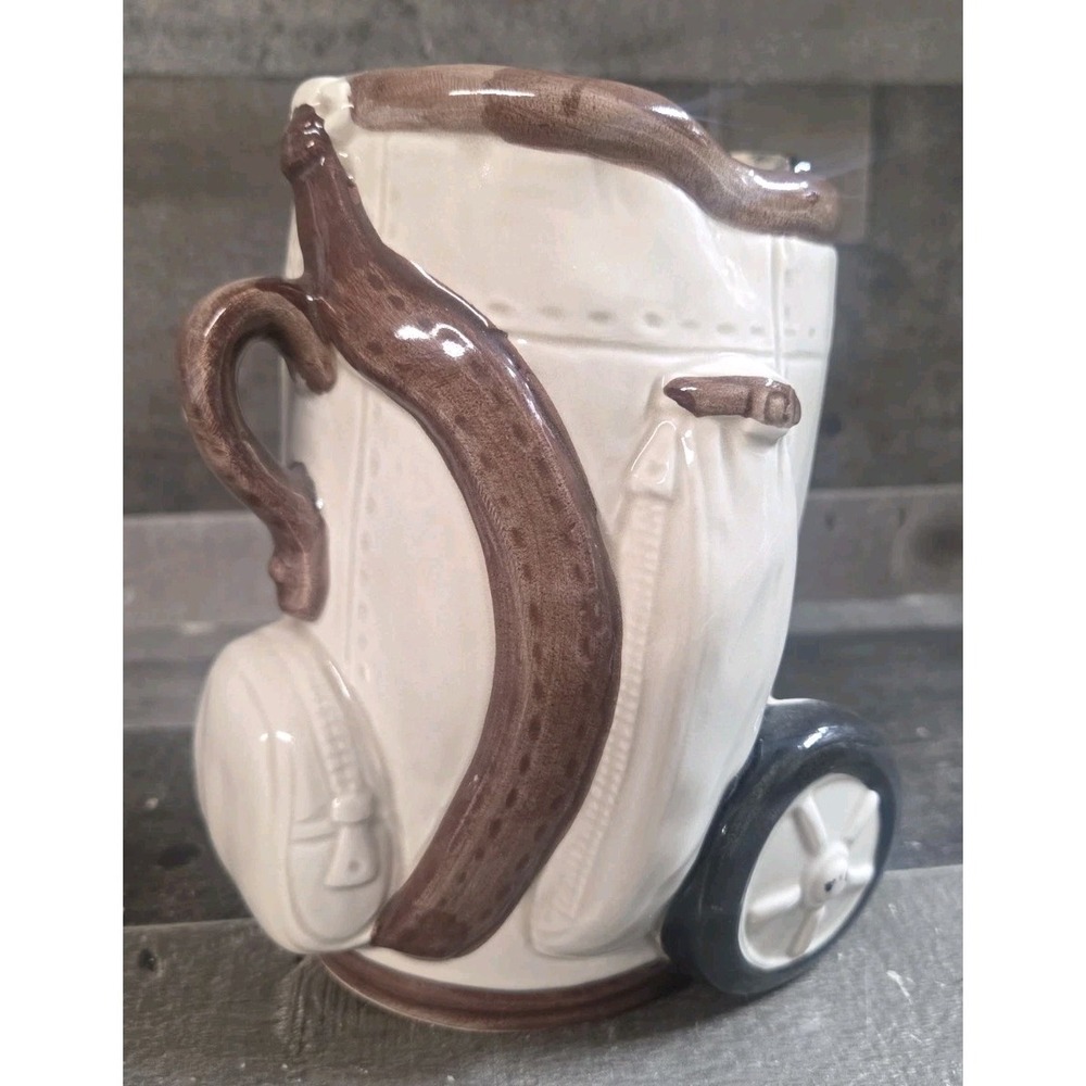 Vintage Ceramic Golf Bag Inarco Planter/Pencil Holder 6"H